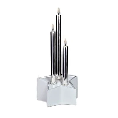White and Silver Glass Candle Illuminated Display