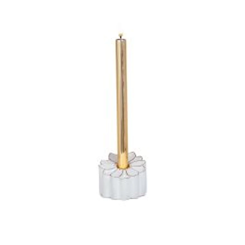 Gold and White Glass Candle Illuminated Display