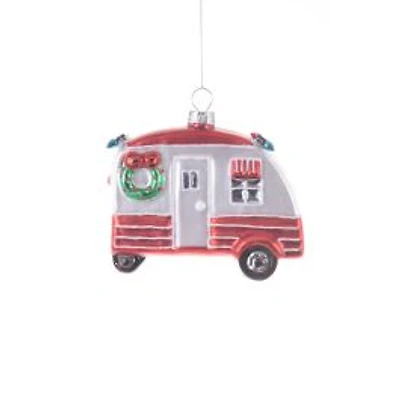 Hangable Striped Red and Silver Glass Mobile Home Ornament Silver Tinsel, Pack of 3