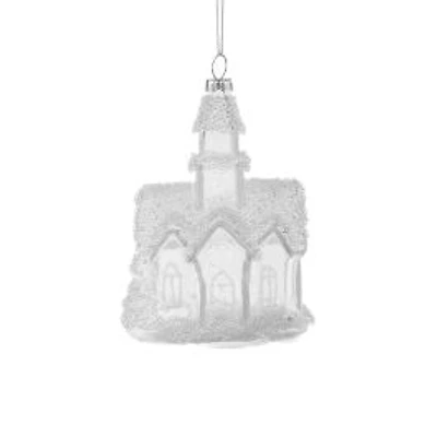 Hanging Clear Glass Church Ornament, Pack of 3