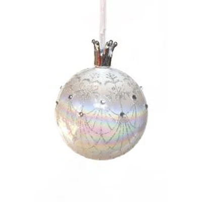 Hanging White Glass Ball Ornament