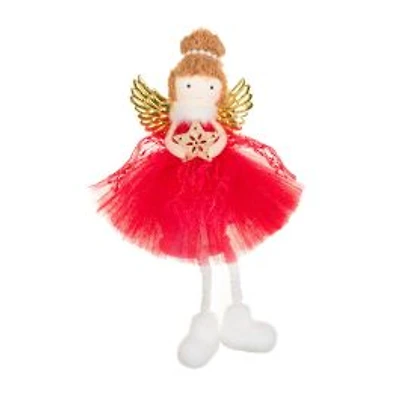 Hangable Red Fabric Sitting Ballet Angel Girl Doll, Pack of 10