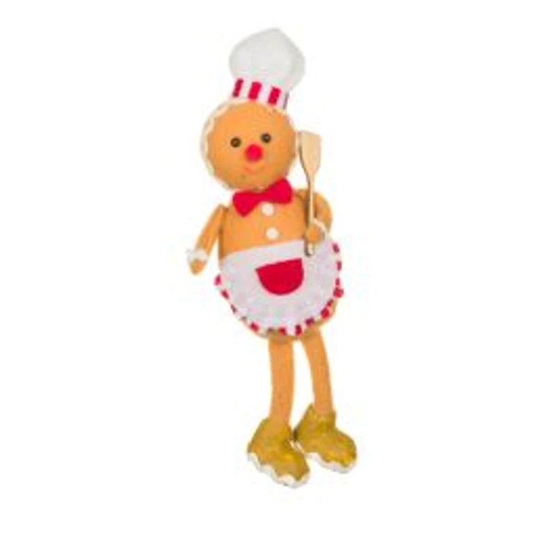 Hanging White Fabric Chef Gingerbread Boy Doll, Pack of 10