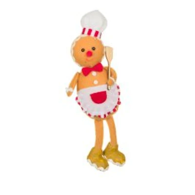 Hanging White Fabric Chef Gingerbread Boy Doll, Pack of 10