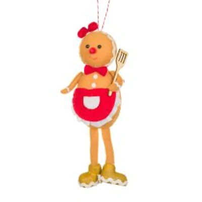 Hanging Red Fabric Chef Gingerbread Girl Doll, Pack of 10