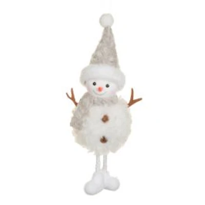 Fluffy Off-White Fabric Hat Snowman Doll Scarf, Pack of 10
