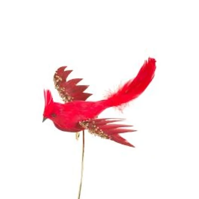 Clip-On Red Feathered Cardinal Ornament, Pack of 4