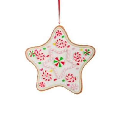 White Clay Candy Cane Star Ornament, Pack of 6
