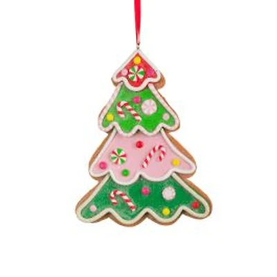 Green and Pink Clay Christmas Tree Ornament, Pack of 6