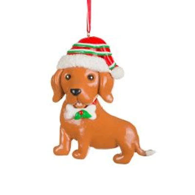 Brown Festive Puppy Ornament, Pack of 8