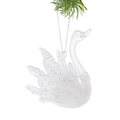 Elegant Hanging Glancing Swan Ornament, Pack of 6