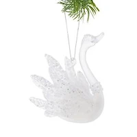 Elegant Hanging Glancing Swan Ornament, Pack of 6
