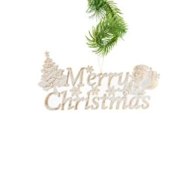 White and Gold Acrylic "Merry Christmas" Ornament Mobile Santa, Pack of 8