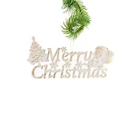 White and Gold Acrylic "Merry Christmas" Ornament Mobile Santa, Pack of 8