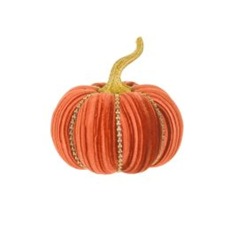 Glossy Velveteen Pumpkin Accent, Pack of 2