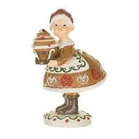 Sparkly Brown and White Resin Cookie Mrs. Claus Figurine, Pack of 3