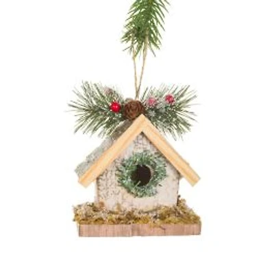 Frosty Hanging White Card Birdhouse Ornament, Pack of 4