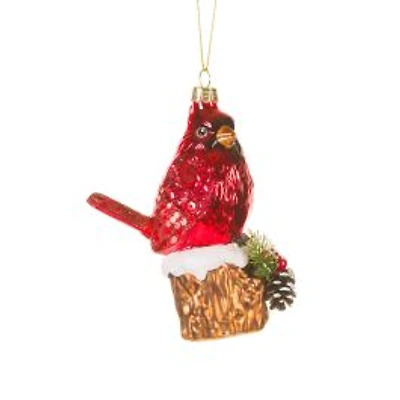 Hanging Red Glass Cardinal Ornament
