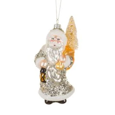 Silver and Gold Glass Santa Ornament Lantern, Pack of 3