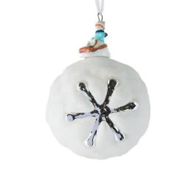 White Glass Snowball Bulb Ornament with Sledding Top, Pack of 2