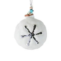 White Glass Snowball Bulb Ornament with Sledding Top, Pack of 2