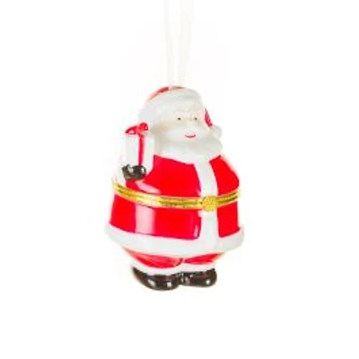 Hangable Red and White Porcelain Santa Keepsake Ornament, Pack of 2