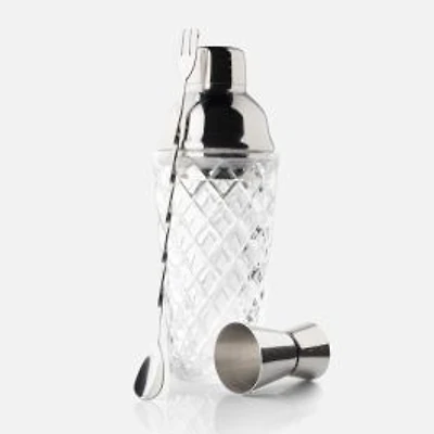 Taproom 3-piece Cocktail Set in Embossed Glass By David Shaw