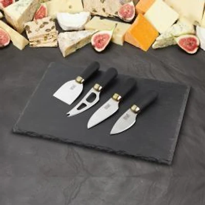 Slate Board with 4 Cheese Knives by David Shaw