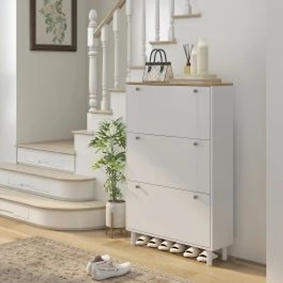 Narrow Shoe Cabinet, 24 Pair Capacity