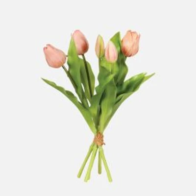 Nutcracker Designs Cotton Meadow Tulip Bouquet, 13" - Pink