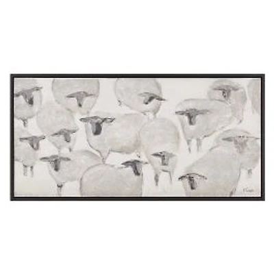 Shah 60" Wide Canvas Art with Wood Frame, Dark Grey