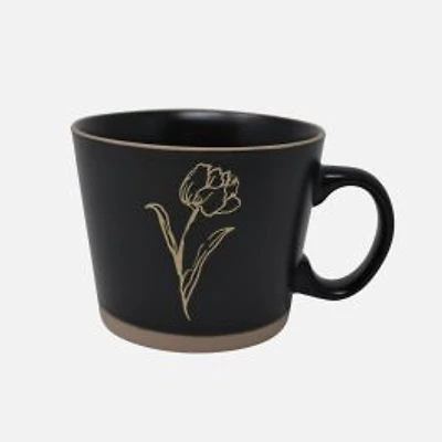 Conical Mug with Flower, 550 ml - Black