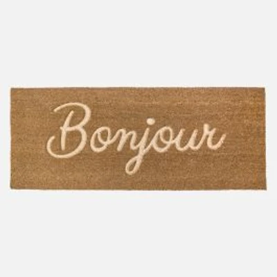 Embossed Coir Door Mat - « Bonjour »