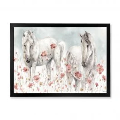 Watercolors Pink Wild Horses Wall Art