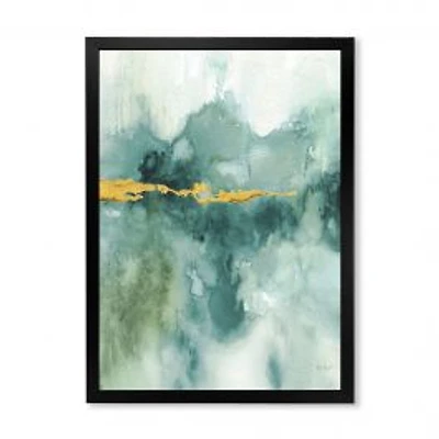 Blue Watercolor Impression with Gold Wall Art