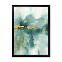 Blue Watercolor Impression with Gold Wall Art