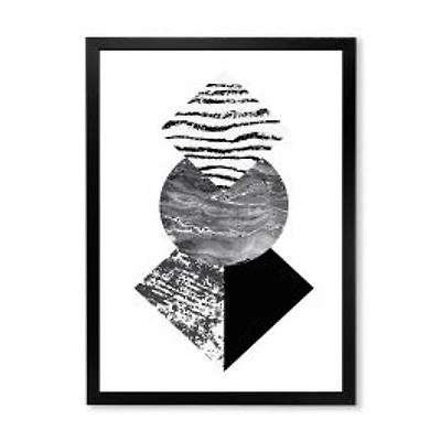 Tropical Palm Leaf with Abstract Geometry Shapes I Wall Art