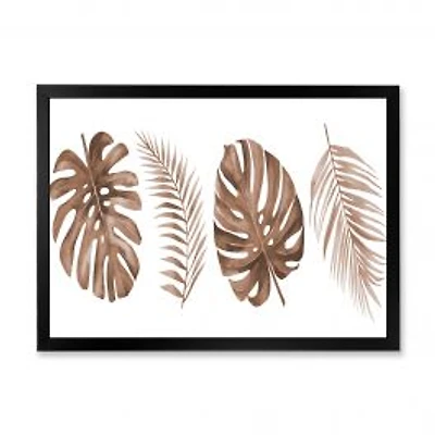Tropical Monstera and Palm Leaf in Terracotta Wall Art