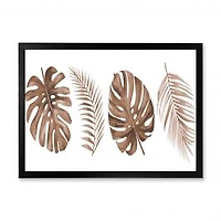 Tropical Monstera and Palm Leaf in Terracotta Wall Art