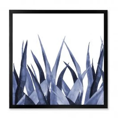 Navy Blue Agave Leaves Wall Art