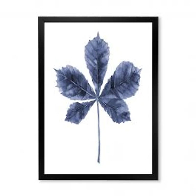Navy Blue Chestnut Leaf Wall Art