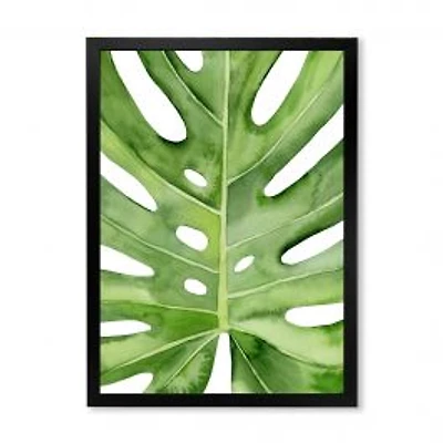 Green Monstera Leaf Tropical Palm Botanical Detail Wall Art