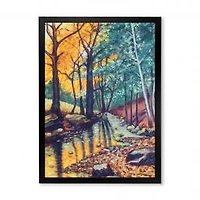Landscape with River in Autumn Forest Sunset Wall Art