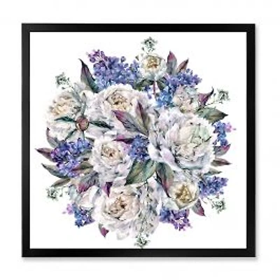 Bouquet Peonies in White and Blue Wall Art
