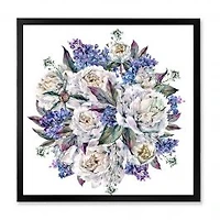 Bouquet Peonies in White and Blue Wall Art