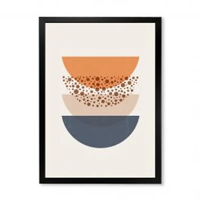 Abstract Sun & Moon Geometrics in Blue & Orange Wall Art