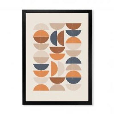 Abstract Sun and Moon S in Blue and Orange Wall Art