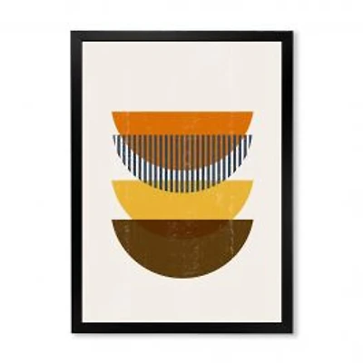 Abstract Geometric Moon in Earth Tones Wall Art