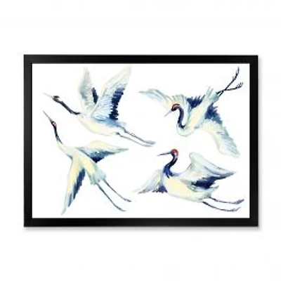 Asian Crane Bird Impression Wall Art