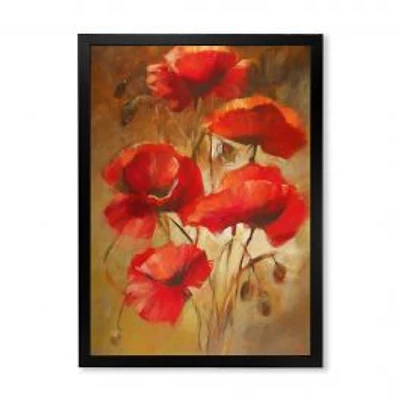 Red Blossoming Poppies IV Wall Art